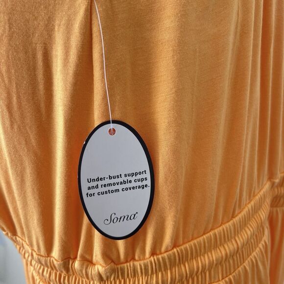 Soma Halter Maxi Bra Dress in Orange Soft Jersey Size XL NEW Vacation Nectarine - Picture 6 of 13